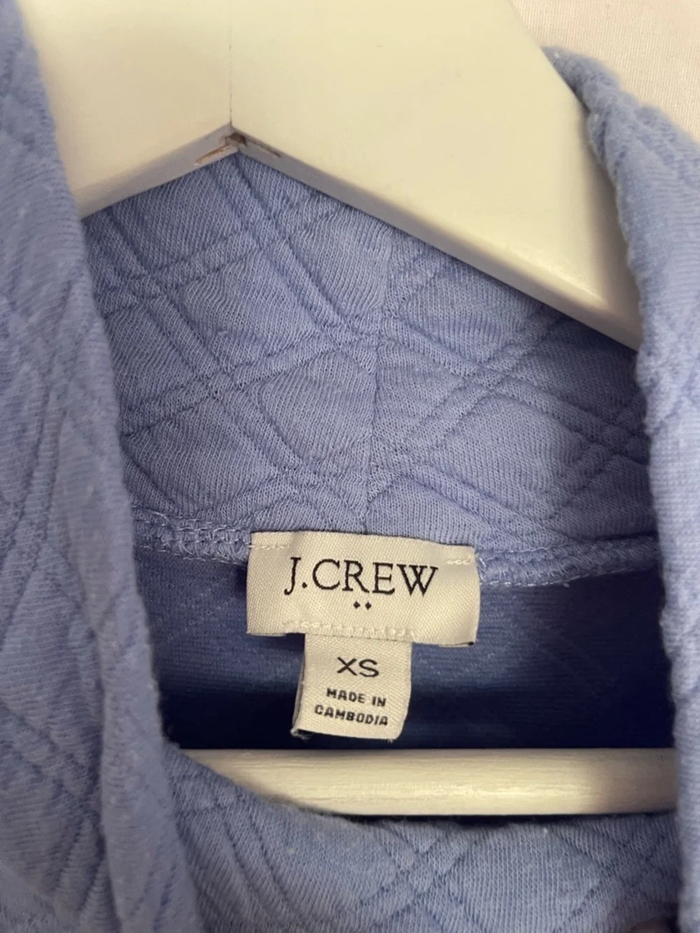 J. Crew Quilted Mockneck Pullover Periwinkle Diamond Knit Sweatshirt Size XS